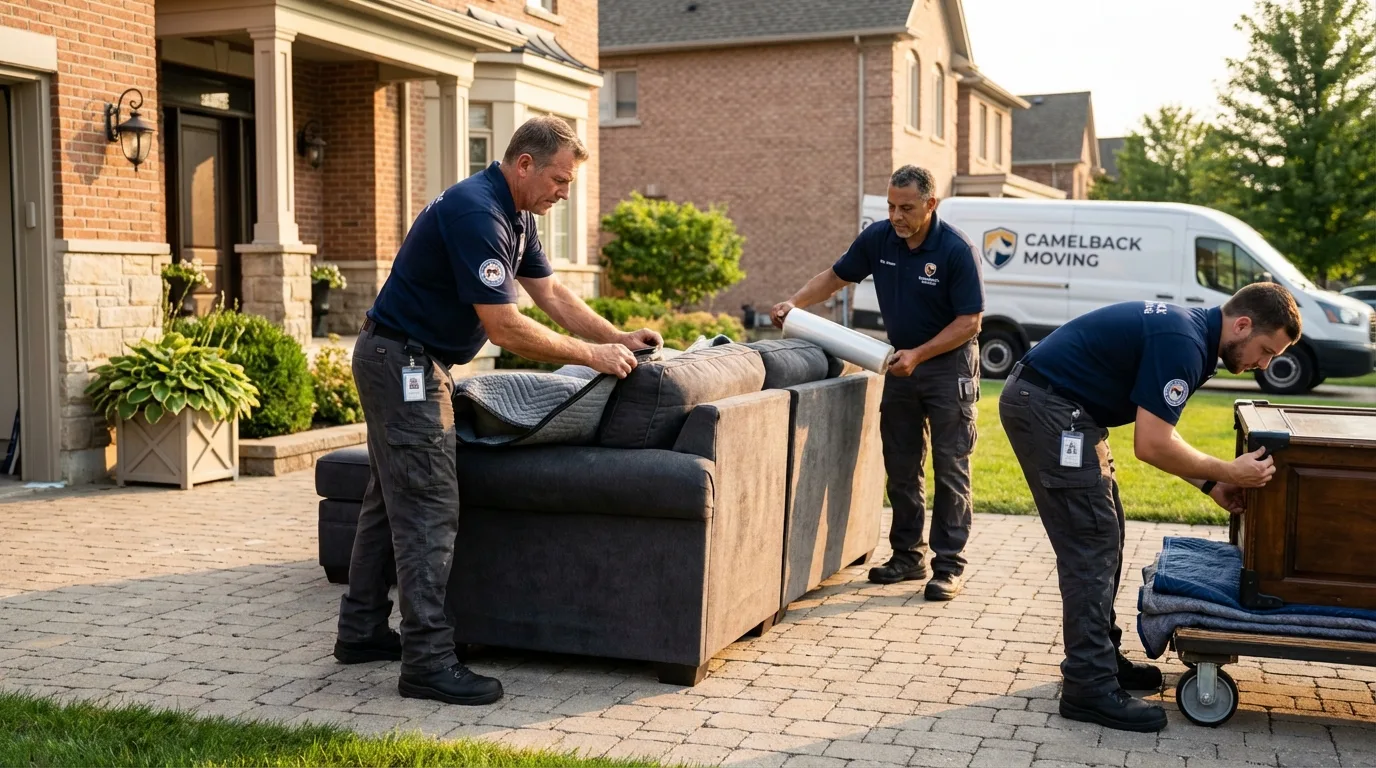 Large estate moving crew wrapping furniture in Crothersville, IN